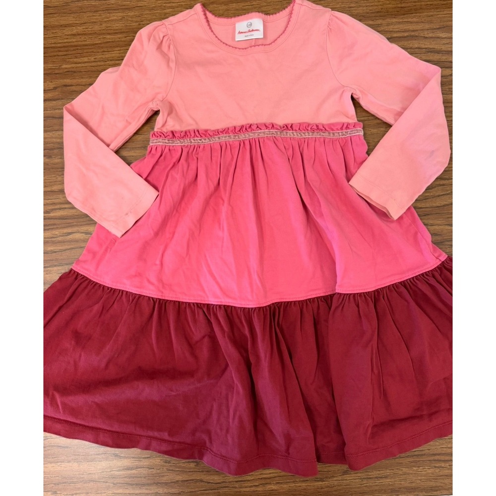 Hanna Andersson Kids SIZE 110/US 5 pink Colorblock Tiered Organic Cotton Dress
